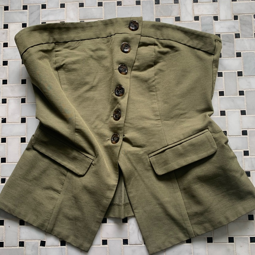 Forever 21 Olive Green Button-Up Corset Top